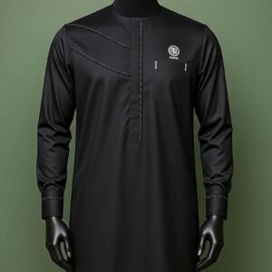 Premium Black Senator Suit (Kaftan Style Two-Piece)
