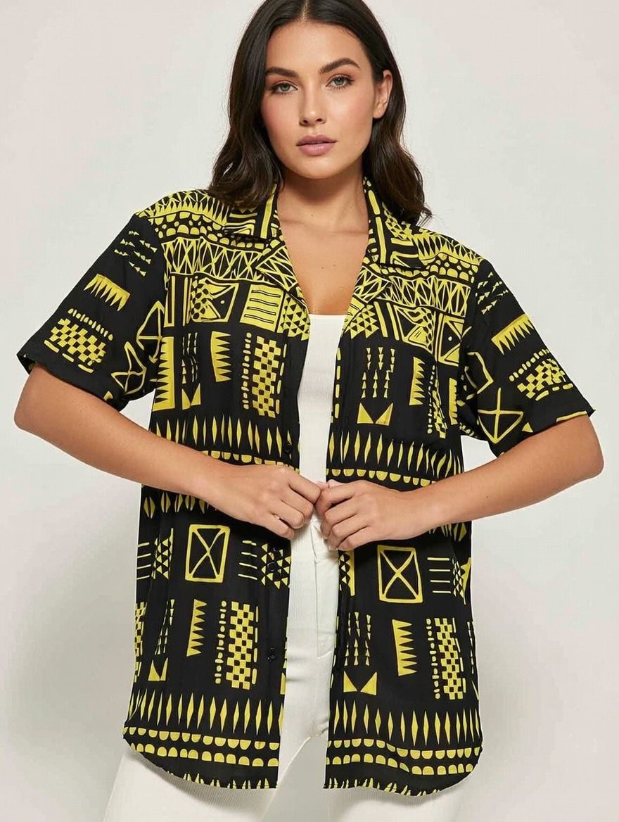 AfroGeo Print Short-Sleeve Shirt - Image 3