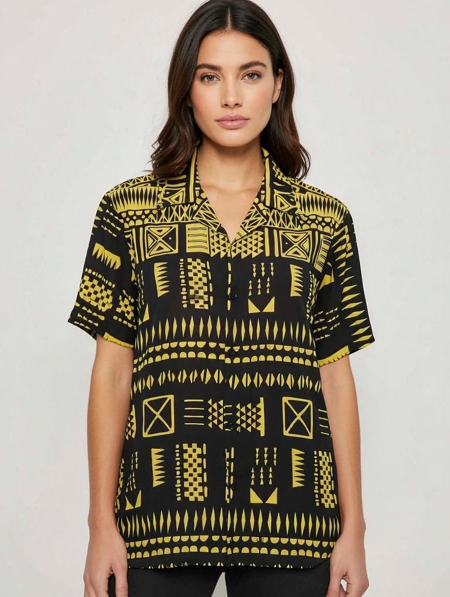 AfroGeo Print Short-Sleeve Shirt